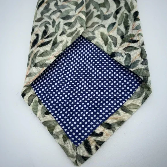 Eton Tie Mens One‎ Size Colorful Leaf Print Wool Classic Necktie Italy Made